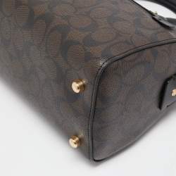 Pre Owned Coach Black Signature Coated Canvas and Leather Rowan Satchel