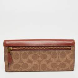 Coach Beige/Tan Signature Coated Canvas and Leather Continental Wallet