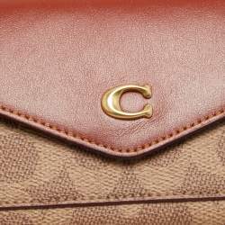 Coach Beige/Tan Signature Coated Canvas and Leather Continental Wallet