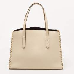 Coach Beige/Tan Leather Whipstitch Charlie Carryall Tote