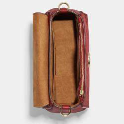 Coach Red Floral Print Leather Morgan Top Handle Bag 