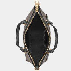 Coach Black/Brown Signature Coated Canvas and Leather Mini Gallery Crossbody Bag