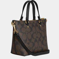 Coach Black/Brown Signature Coated Canvas and Leather Mini Gallery Crossbody Bag
