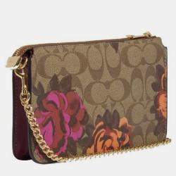 Coach Tan Signature Coated Canvas and Leather Poppy Crossbody Bag with Card Case