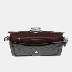 Coach Black Signature Coated Canvas and Leather Georgie Shoulder Bag