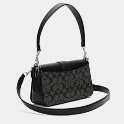 Coach Black Signature Coated Canvas and Leather Georgie Shoulder Bag