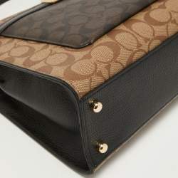 Coach Black/Brown Signature Coated Canvas and Leather Lane Top Handle Bag