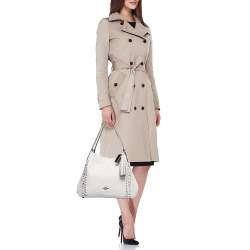 Pre Owned Coach Off White Leather Bandana Rivets Edie 31 Shoulder Bag  