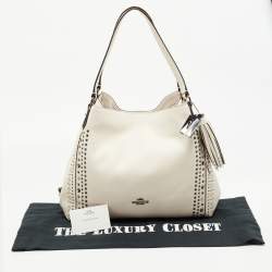 Pre Owned Coach Off White Leather Bandana Rivets Edie 31 Shoulder Bag  