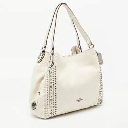 Pre Owned Coach Off White Leather Bandana Rivets Edie 31 Shoulder Bag  