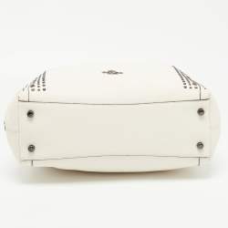 Pre Owned Coach Off White Leather Bandana Rivets Edie 31 Shoulder Bag  