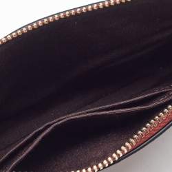 Pre Owned Coach Red Signature Debossed Patent Leather Zip Wristlet Pouch