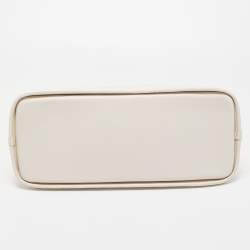 Pre Owned Coach Yellow/White Leather Medium Cora Dome Satchel