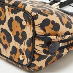 Pre Owned Coach Brown/Black Leopard Print Leather Prince Street Satchel