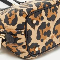 Pre Owned Coach Brown/Black Leopard Print Leather Prince Street Satchel