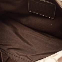 Pre Owned Coach Dark Brown/Beige Signature Canvas and Leather Hampton Tote