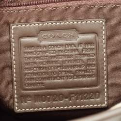 Pre Owned Coach Dark Brown/Beige Signature Canvas and Leather Hampton Tote