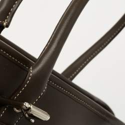 Pre Owned Coach Dark Brown/Beige Signature Canvas and Leather Hampton Tote