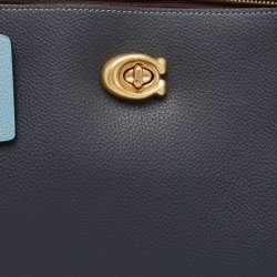 Pre Owned Coach Navy Blue Leather Willow Tote