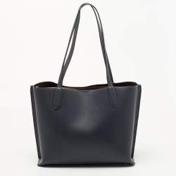 Pre Owned Coach Navy Blue Leather Willow Tote