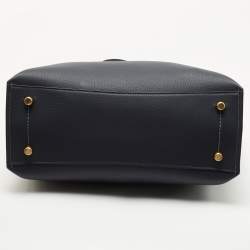 Pre Owned Coach Navy Blue Leather Willow Tote