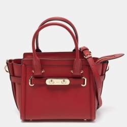 Pre Owned Coach Red Leather Swagger 20 Tote