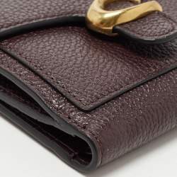 Pre Owned Coach Burgundy Leather Tabby Compact Wallet 