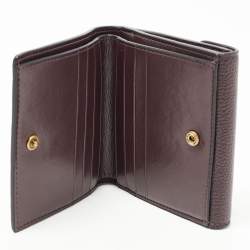 Pre Owned Coach Burgundy Leather Tabby Compact Wallet 