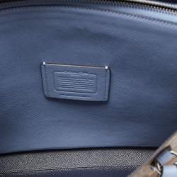Pre Owned Coach Light Blue/Beige Signature Coated Canvas and Leather Tatum Caryall Tote
