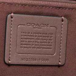 Pre Owned Coach Beige/Purple Signature Coated Canvas and Leather City Tote