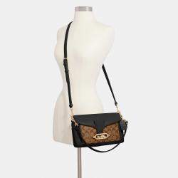 Coach Beige/Black Signature Canvas Jade Shoulder Bag