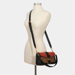 Coach Brown/Beige Signature Canvas and Leather Georgie Shoulder Bag