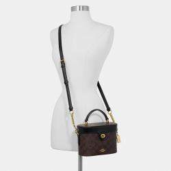 Coach Brown/Black Signature Canvas Kay Crossbody Bag