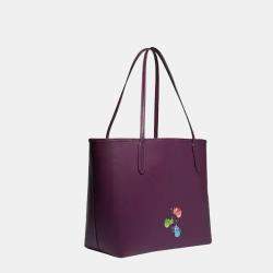 Pre Owned Coach Purple - Signature Coated Canvas and Leather - Disney Maleficent Tote Bag