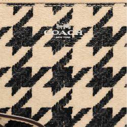 Pre Owned Coach Black & White Canvas & Leather Wristlet Wallet