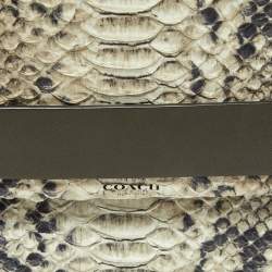 Coach Grey Python Embossed Leather Flap Clutch