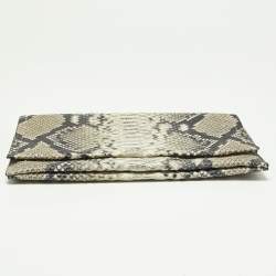 Coach Grey Python Embossed Leather Flap Clutch