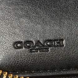 Pre Owned Coach Green Ostrich Embossed Leather Double Zip Compact Wallet