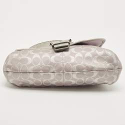 Pre Owned Coach Grey Signature Fabric and Leather Buckle Shoulder Bag