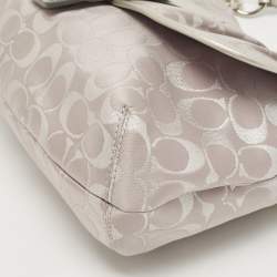Pre Owned Coach Grey Signature Fabric and Leather Buckle Shoulder Bag