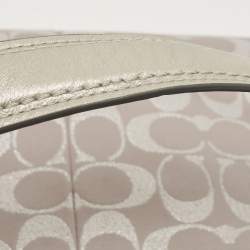 Pre Owned Coach Grey Signature Fabric and Leather Buckle Shoulder Bag