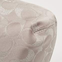 Pre Owned Coach Grey Signature Fabric and Leather Buckle Shoulder Bag