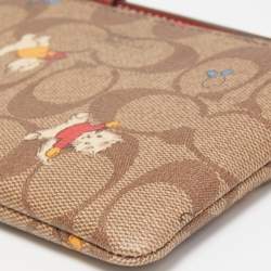 Coach Beige Signature Coated Canvas Cat Mittens Zip Wristlet Pouch