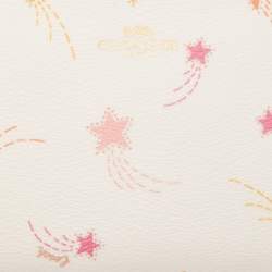 Pre Owned Coach Old Rose/Off White Coated Canvas Shooting Star Print Zip Wristlet Pouch