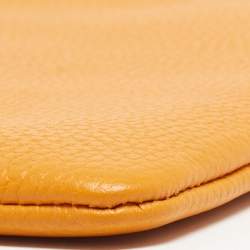 Pre Owned Coach Orange Leather Wristlet Zip Pouch