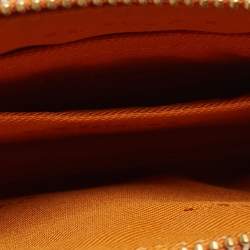 Pre Owned Coach Orange Leather Wristlet Zip Pouch