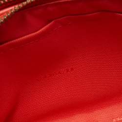 Pre Owned Coach Red Coral Leather Souvenir Embroidery Crossbody Clutch