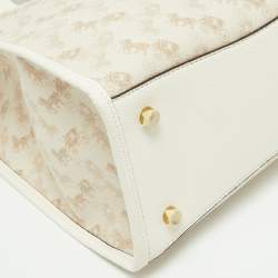 Coach Beige Horse/Carriage Print Coated Canvas and Leather Field Tote