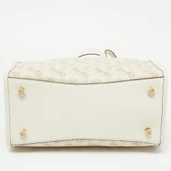 Coach Beige Horse/Carriage Print Coated Canvas and Leather Field Tote