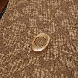 Pre Owned Coach Multicolor Signature Coated Canvas and Leather Georgie Saddle Bag